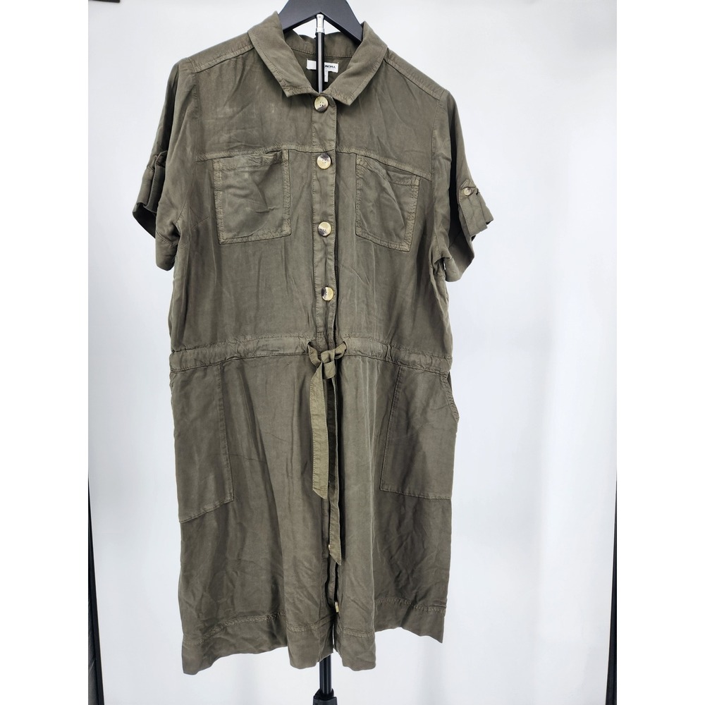 Sonoma Goods For Life Olive Green Utility Shirt Dress Short Sleeve Size‎ M